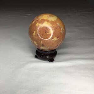 Polished Jasper Sphere With Display Stand - 2.5" Diameter - Natural Brown & Yell
